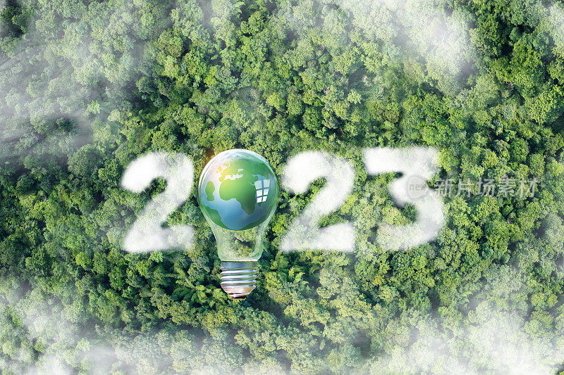 森林与数字2023云，环境技术概念。可持续发展目标。西班牙。ESG, NetZero，二氧化碳，